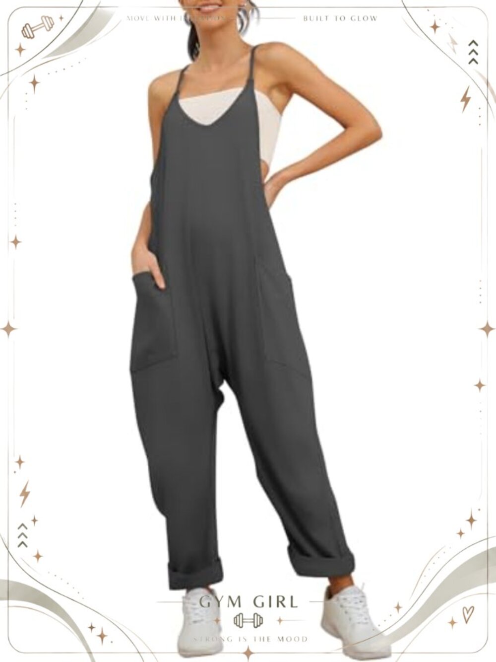 Women's Spaghetti Strap Jumpsuit Sleeveless Baggy Overalls Romper